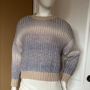 Dynamite Beige and Lavender Ombre Ribbed Crewneck Sweater